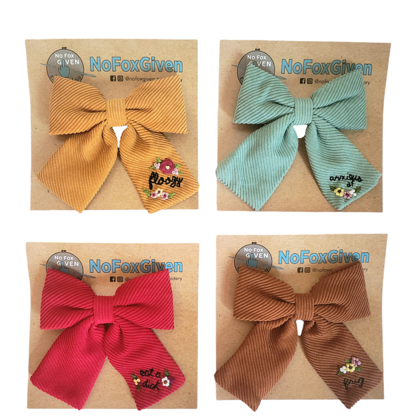 Embroidered Hair Bows