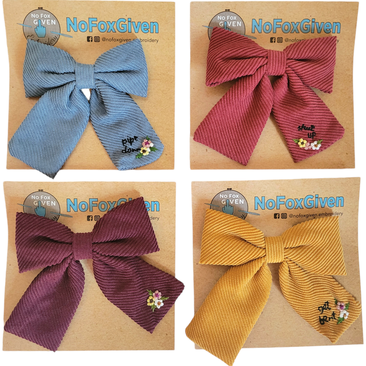Embroidered Hair Bows
