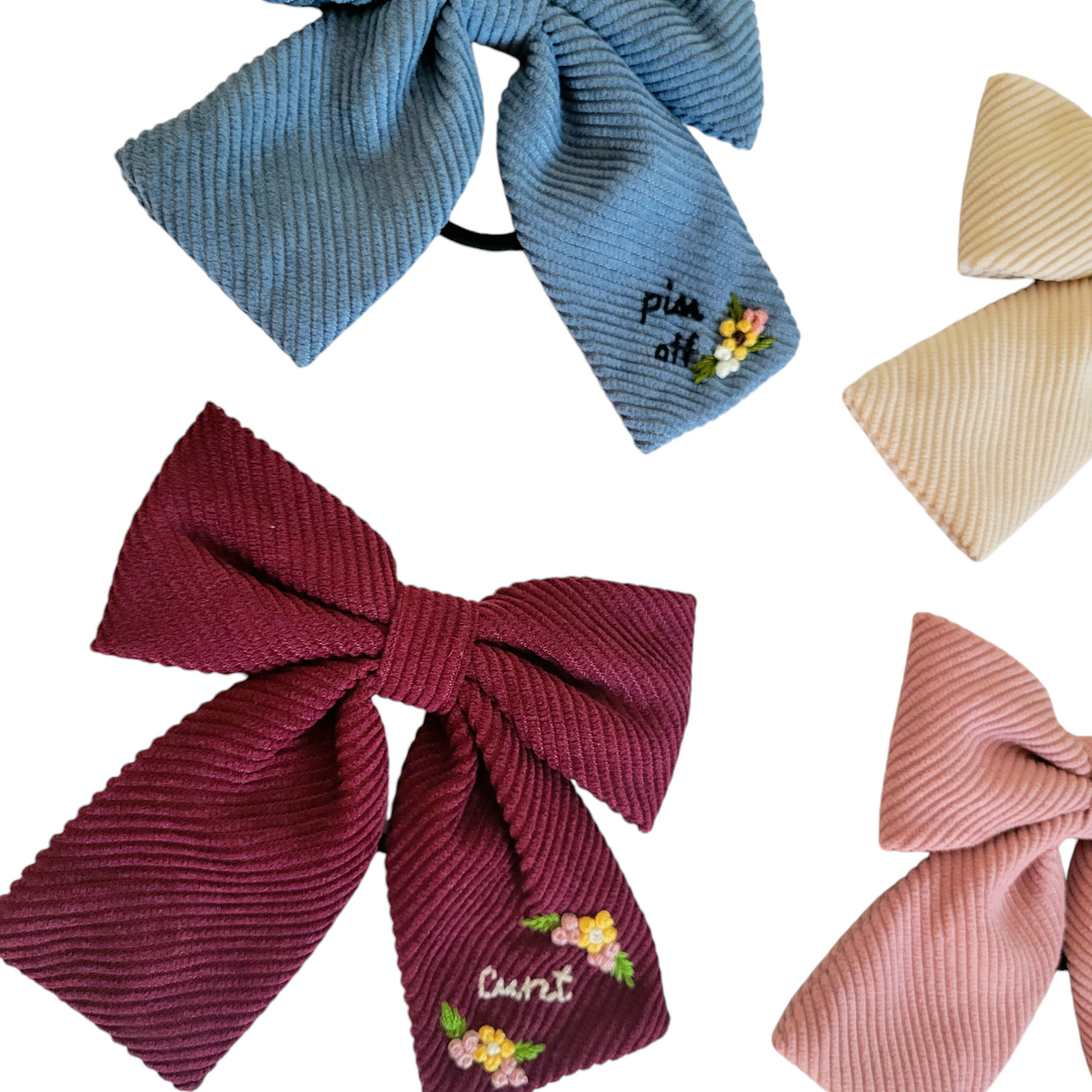 Embroidered Hair Bows