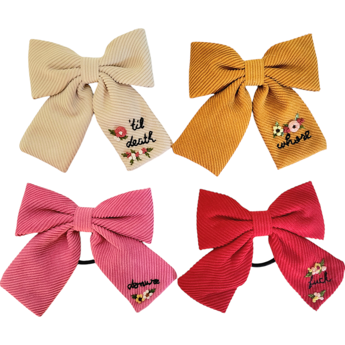 Embroidered Hair Bows