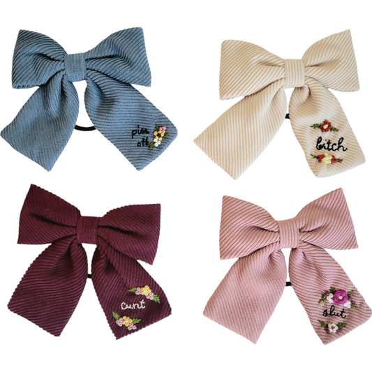 Embroidered Hair Bows