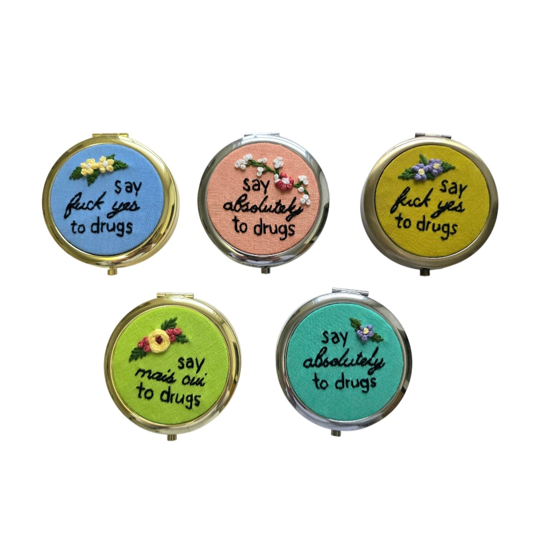 Large embroidered pillbox - Say XXXXX to drugs