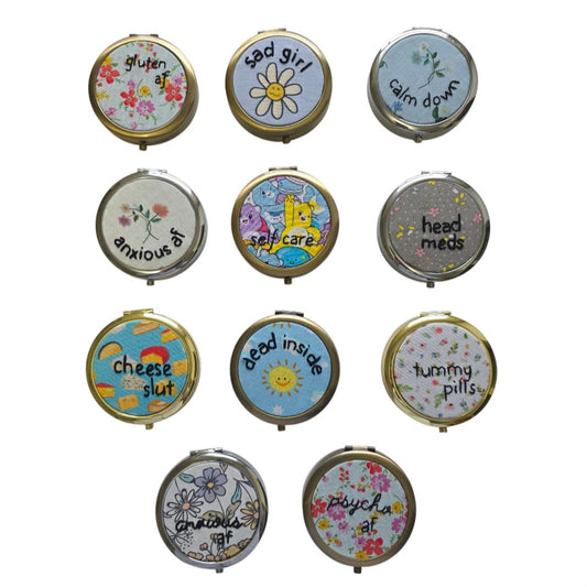 Large embroidered pillbox